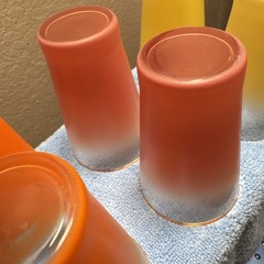 Set of 6 Blendo Orange Pink & Yellow Ombre Juice Glasses MCM 4″ Tumblers