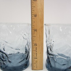 4 Vtg Libbey Aztec Blue 3.5″ Tall Cocktail Whiskey Juice Glasses Old Fashioned