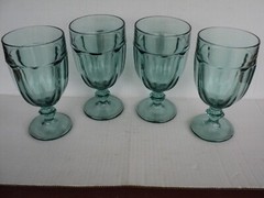(Set Of 4)Vintage 7” Libbey Duratuff “Spanish Green” Gibraltar Glasses
