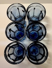 Vintage Fostoria Virginia Dark Blue Set Of 6 Iced Tea Goblets 6 7/8” EUC