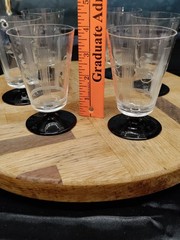 Art Deco Square Circle Etched Cocktail Glasses Set Of Six Czechoslovakia