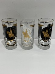 VTG 1960 Libbey 3 Tumblers Perry’s Flag Ship Andrew Jackson Independence Hall
