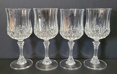 SET OF 4 Cristal d’Arques Longchamp 7-1/4″ Water Goblets Wine Glasses 8-oz