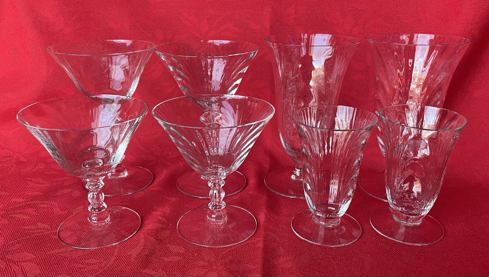 Cambridge “Caprice” Elegant Blown Glass Stemware Goblets Swirl Effect Set of 8