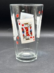 VTG Libbey Clear Glass Tumbler Playing Card Design 6″ Tall 3 1/2″ Diameter Poker
