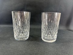 Waterford Crystal Lismore~(2)~Tall Double Old Fashion Glasses~4.4″ Tall