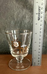Libbey Apothecary Rx Cocktail Glasses Footed 22K Gold MCM Barware 4.5″ Set of 4