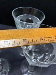 5 Tiffin 6.5″ Wine Glasses Cross Hatch Band Vintage Clear Prism Stem 6 Panel