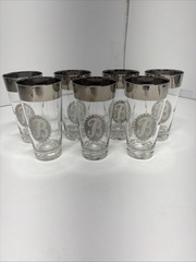 Set Of 7 Mcm Silver Band Rim tumblers “B” Monogram