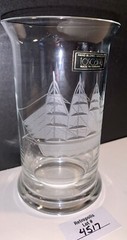 Toscany Etched Crystal Clipper Schooner Ship Highball Glass Vintage Nautical