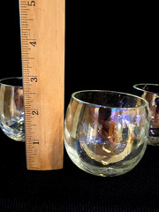 3 Fostoria Shell Pearl Iridescent Roly Poly Glasses 2 1/2″ T x 2 1/2″ W Barware