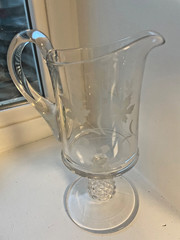 Vintage Ripley EAPG 1888 Pavonia Pineapple stem Oak Leaf Etched glass Creamer
