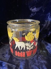 Vintage Swanky Swig Cookie Jar NO Lid Red Yellow White 3 Color Baby Animals Farm