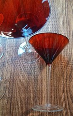 Ruby Red Glass Martini Cocktail Glasses 7″ Set of 6