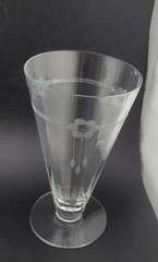Set of 4 Vintage Etched Crystal Footed Tumblers Glasses with Floral Design