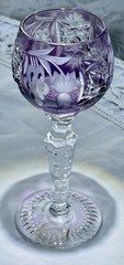 AJKA Crystal Marsala 4 Wine Cordial Glasses 5”~ Ruby, Emerald, Cobalt, Amethyst