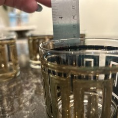 Vintage Culver Gold Greek Key Barware Double Old Fashioned Glasses Set of 8
