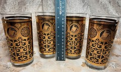 4 ROCK of GIBRALTER Prudential Highball Tumbler Glasses Set VGC 1965 MCM