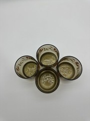 4 Anchor Hocking Triguba Tawny/Golden Wheat Juice Glasses 10 oz.