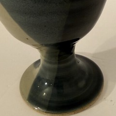 Art Studio Pottery Goblet/Chalice Footed-Tricolor Drip Glaze-Handmade