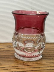 Tiffin Glass Kings Thumbprint Ruby Red Flash Flat Juice Glass Set Of 4