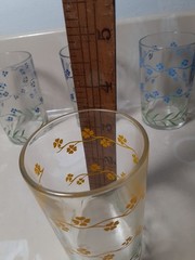 Vintage Swanky Swig Forget Me Not Juice Glasses 5 oz. Set of 5 blue,red,yellow