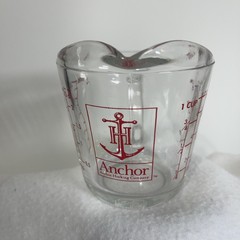 Vintage Anchor Hocking 1 Cup Measuring Cup USA Red Lettering