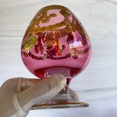 Vintage Italian Pink Glass Brandy Snifters Set of 6 Gold Gilt Made in Italy