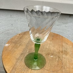 Green Glass Goblet Stemware Vintage Glass wine cocktail glass mcm