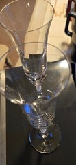 Set Of 4 Gorham Amore Frosted Double Heart Lead Crystal Champagne Flutes