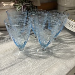 Vintage Fostoria Versailles June Blue Tumbler Set Of 5