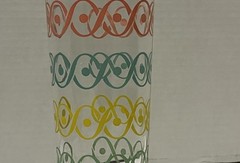 Vintage MCM Atomic Tumbler Drinking Glass 1950’s Waves Dots Tall