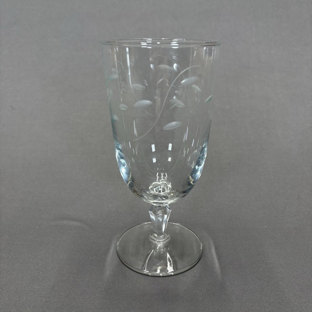 Libbey Glass Windswept Iced Tea Glass Goblet 6 3/4″ Replacements Etched Leaves
