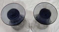 Vtg Libbey Nova Black Goblets Smoke Gray 15oz Stemmed Water Wine Glasses Set (2)