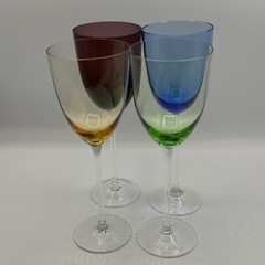 Lenox COLOR GEMS Assorted Set of 4 Stem Wine Glasses Blue Green Yellow Purple