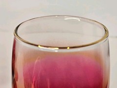4 Vintage Cranberry Ombre Wine Glasses Gold Rim Mid Century Frosted Pink Goblets