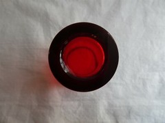 Vintage Paden City Glass, Penny Line, Ruby Red, Orange Juice Tumbler, 5 ounces