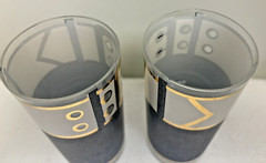 Cera Blue Jeans Tom Collins High Ball Glasses Demin Belt Buckle Hipster Retro