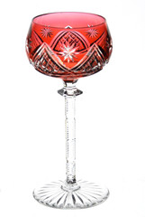 Val St Lambert Prince Henri Orange Cut to Clear Crystal Wine Goblet READ READ