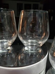 Set (4) Stemless Wine Glasses 4-1/4″ Tumblers- Crystal Lenox signed plain 16 oz.
