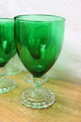 Anchor Hocking Forest Green Bubble Foot 8 Juice / Wine Glasses 4.5 » MCM 4 oz