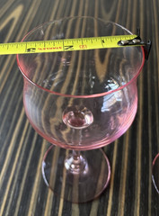 Rare Set of 4 Pink Depression Tiffin Tulip Wine Goblet Stemware Glasses