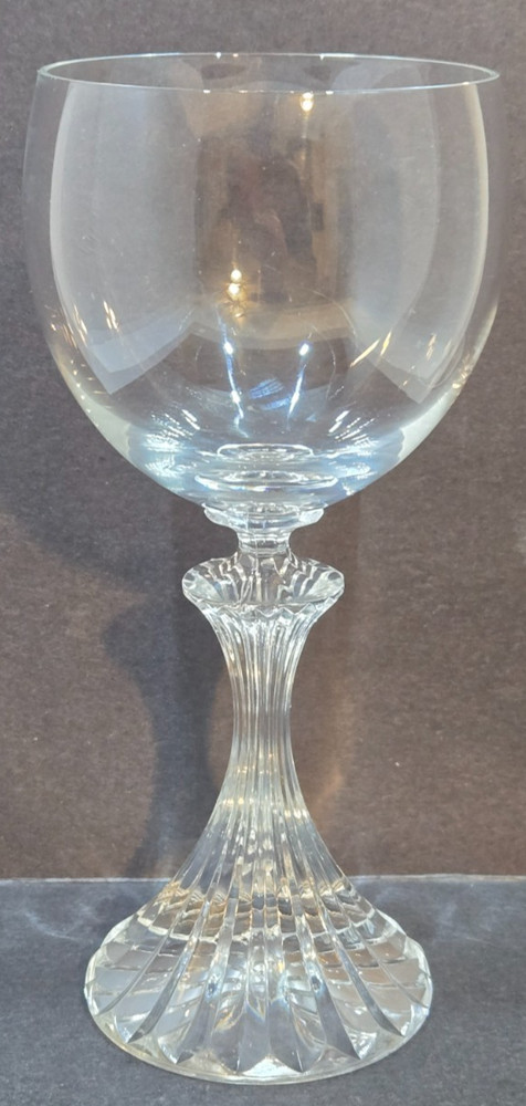 Mikasa Crystal Wine Glass, The Ritz Pattern, Round Bowl, Flared Ribbed Stem/Base