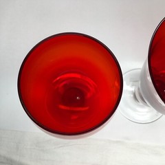 Lenox Holiday Gems Ruby Red Glass Goblets Lot Of 3 Mis-Matched Vintage Goblets.