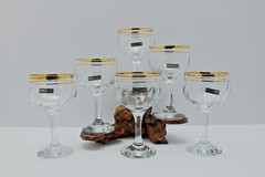6 Italian Coupe Crystal Paneled Cocktail Glasses/ Champagne Goblets with Tags
