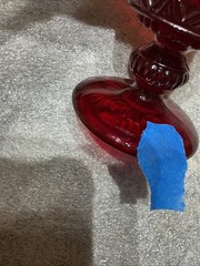 Vintage IVIMA Portugal Scroll Ruby Red Goblets 4 Part Mold Baroque Pair Set 2