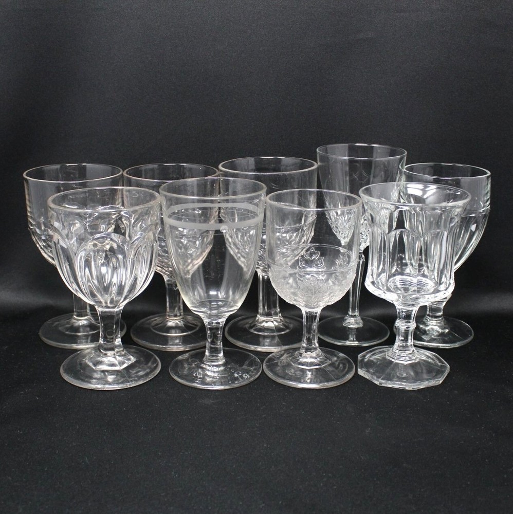 9 RANDOM ANTIQUE TO VINTAGE GOBLETS EAPG TO MID CENTURY #6