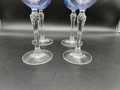 Bohemia Colony Wine Glass Set of 4 Goblets Iridescent Czech Republic 7 1/2″