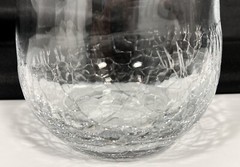 Pier 1 Crackle SLANTED Angled Rim Clear STEMLESS Wine Glass 12 oz 4″ EX RARE