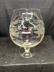 A Brilliant Art Deco Large Clear Glass Brandy Snifter/Pitcher Floral Etched